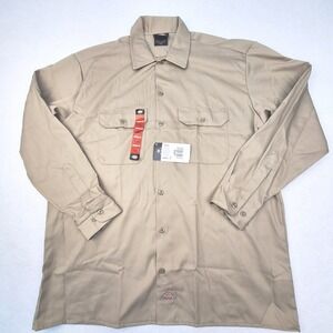 Dickies Work Shirt Mens‎ Large Desert Sand Icons 574DS Long Sleeve Original Fit
